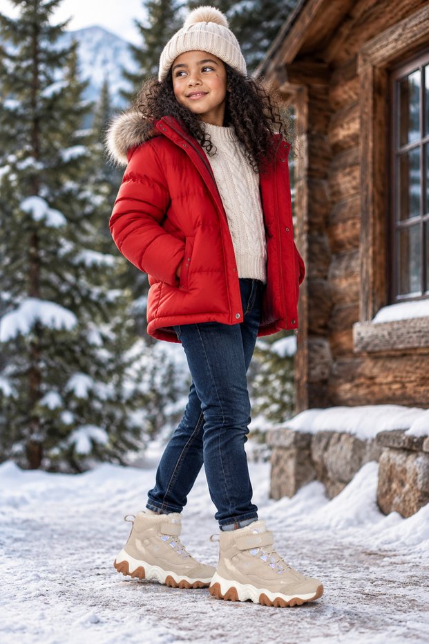 Rd-7777 Anatomical Sole Girls' Beige Color Daily Use Winter Children's Boots