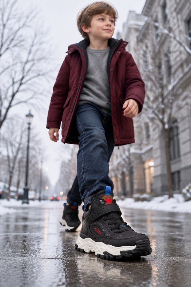 Trs-9013 Anatomical Sole Boys' Black Color Daily Use Winter Children's Boots