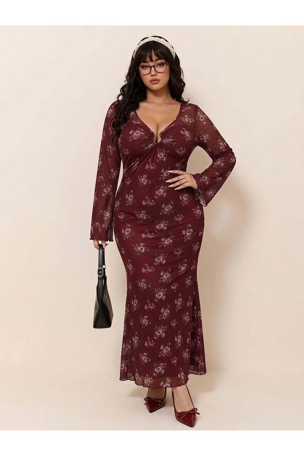 Rochie maxi, vișiniu