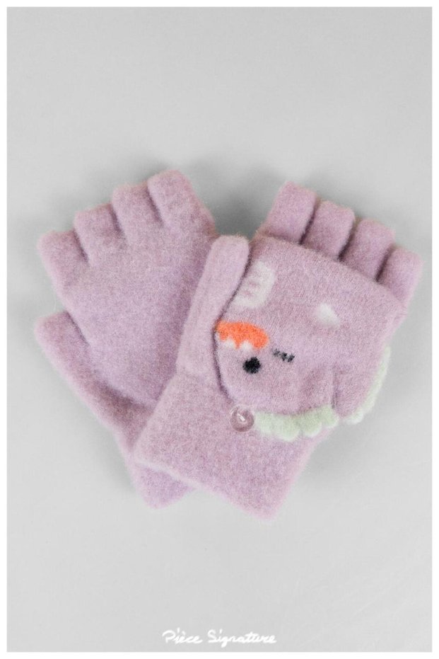2-7 Years Old Girls Convertible Cuffed Half-Finger Magic Gloves / 98.7% Nylon, 1.3% Elastane (Lycra)