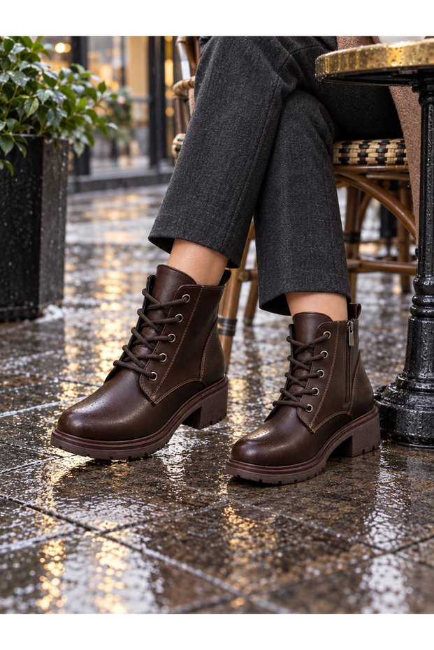 Women's Stylish Comfortable Sole Zipper Lace-Up Boots Botie