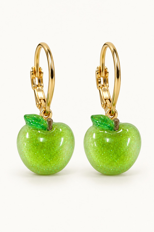 Non-Shaking Fruit Figured Strawberry Cherry Apple Lemon Peach Mushroom Gold Earrings for Young People and Children – Allergy-Free Stylish Elegant Earrings