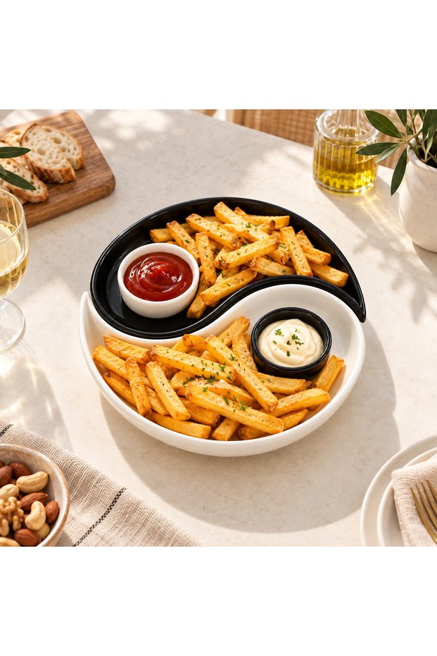 Ying & Yang 2 Li Special Design Breakfast Plate with Sauce Bowl, Sauce Bowl, Snack Bowl, Decorative Plate