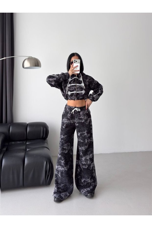 Hooded Crop Sweat Tracksuit Set