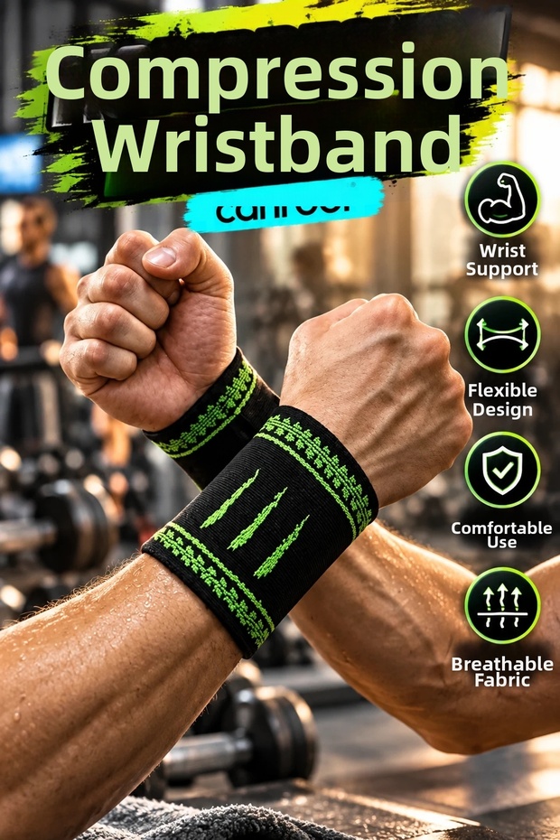 2-Pack Flexible Compression Wrist Bands – Supportive for Sports and Daily Use