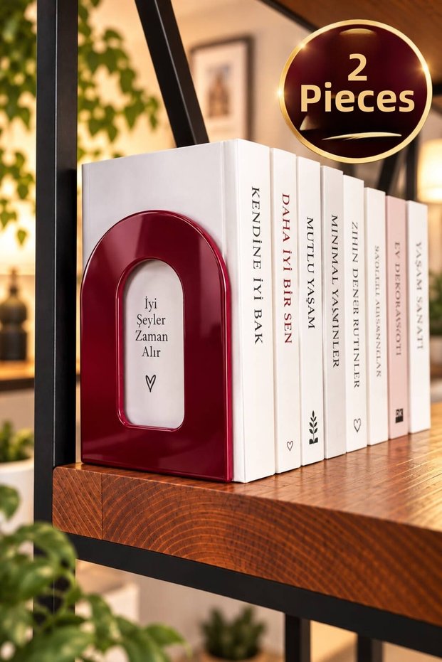2 Pieces π Modern Cherry Rot Book Holder π Metal Book Support Home and Office Decorative Accessory Book Holder | | Decorative Desktop Bookshelf Organizer Shelf Book Rest Study Desk Book Stopper