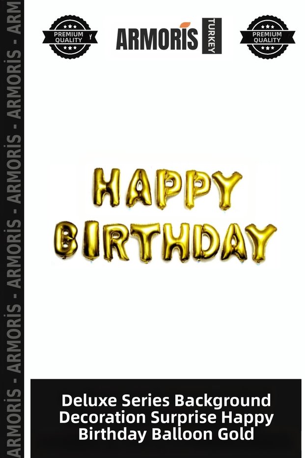Delux Series Background Decoration Surprise Decor Happy Birthday Foil Balloon Gold