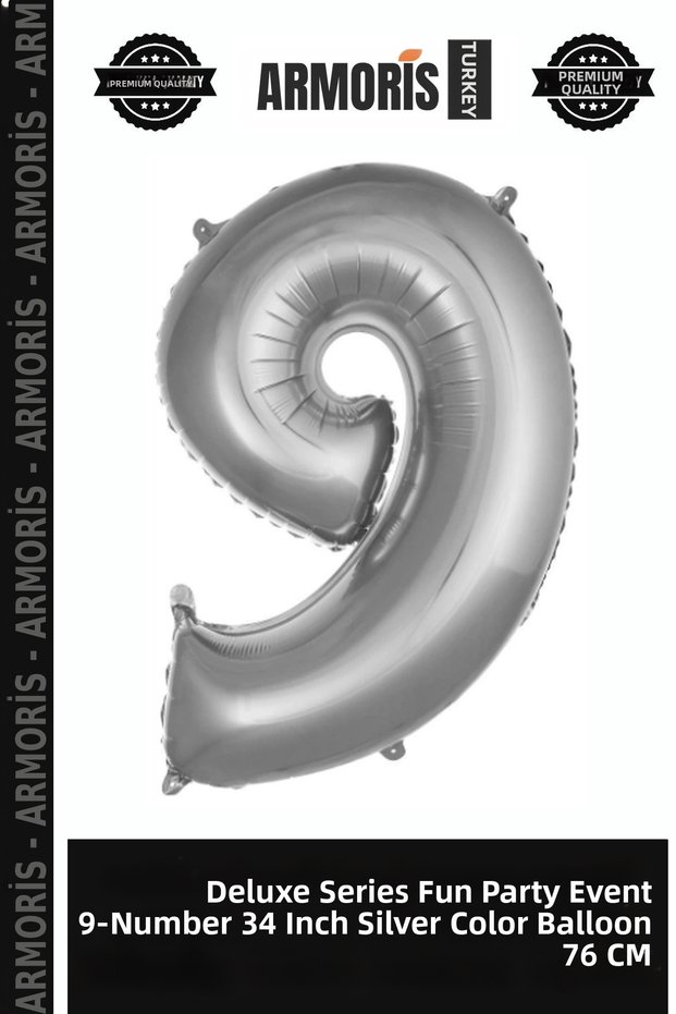 Delux Series Entertainment Party Event 9- Number 34 Silver Color Balloon 76 cm