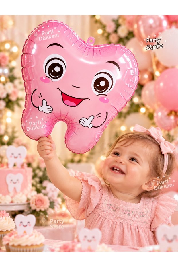 Pink Tooth Foil Balloon 50 X 52.5 cm – Helium Compatible Balloon for Tooth Fairy, My First Tooth, and Tooth Gift Party
