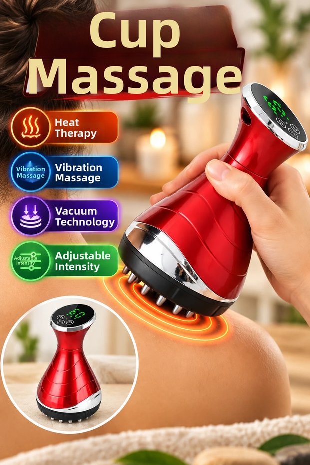 Heated Vibrating Vacuum Massager – Adjustable Cup Massager