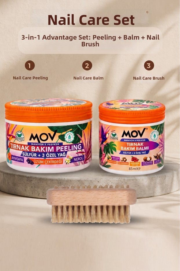 Manicure&Pedicure Nail Care Peeling 300 ml +Nail Care Balm 85 ml + Brush