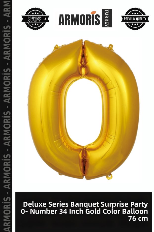 Delux Series Şölen Supriz Party 0- Number 34 Inc Gold Color Balloon 76 cm
