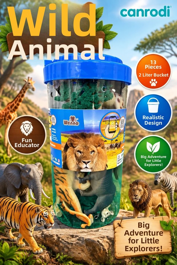 Sh-6431 13Pcs Wild Animals in 2 Liter Bucket