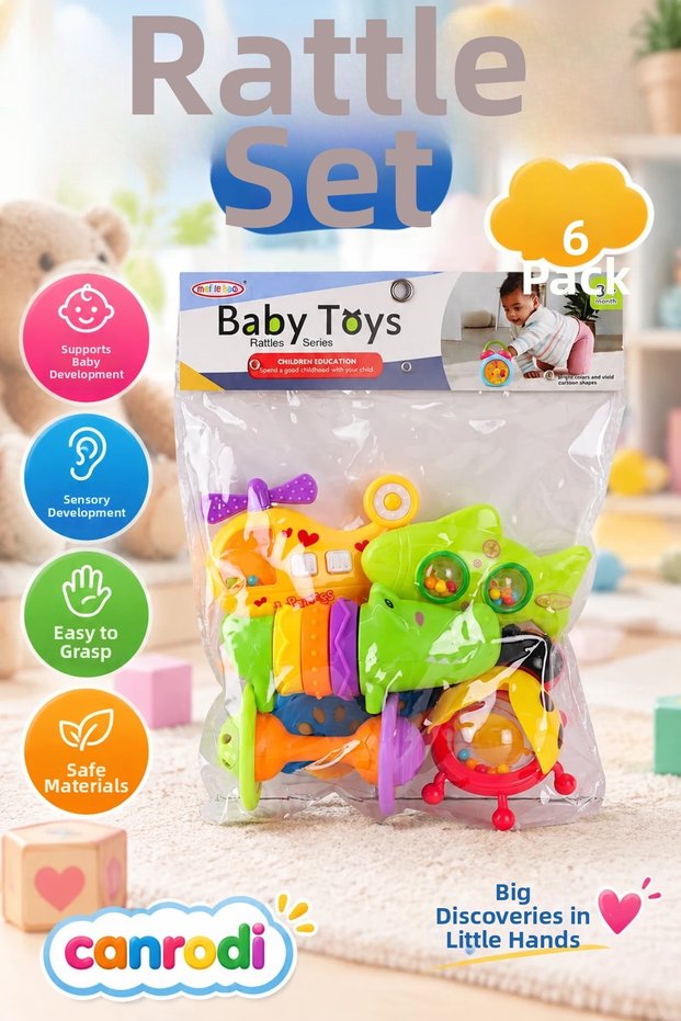 Tg8422-7 Set of 6 Rattle with Bag