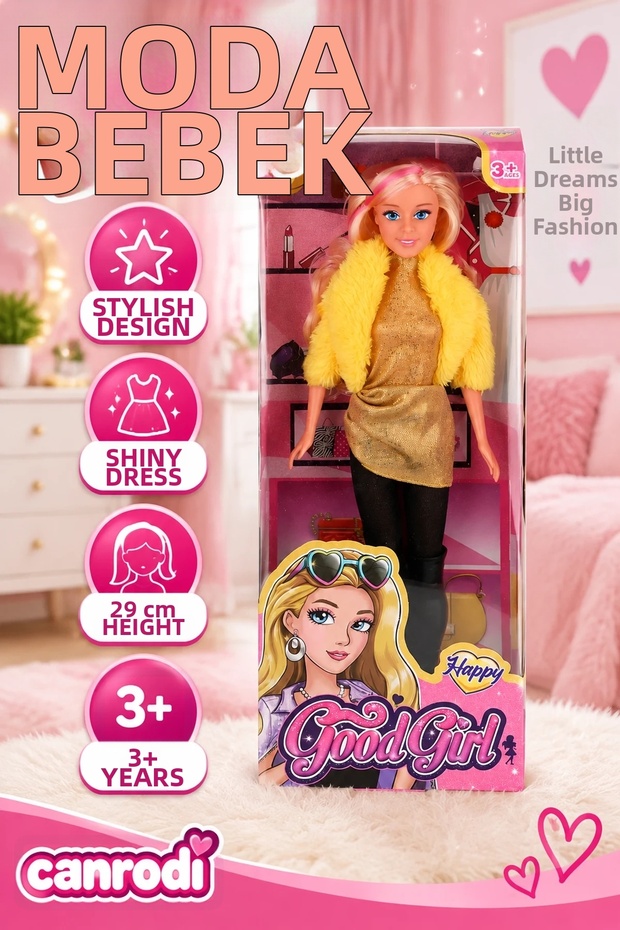 Vardem Baby in a Shiny Drape Dress, 29 Cm.