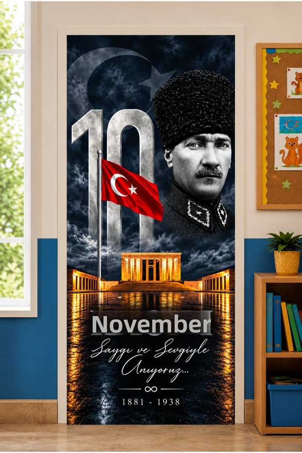 Rubberized Door Decoration, Fabric Door Decoration, 10 November Ataturk, Classroom Door, School Event Door Decoration