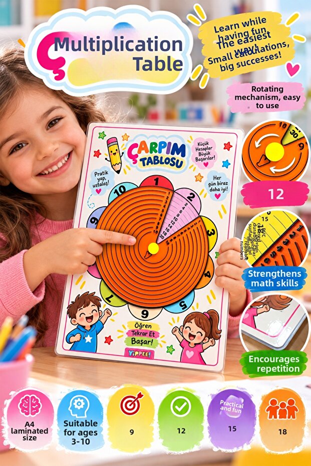 Multiplication Table | With Rotary Mechanism | Educational Math Game for Kids
