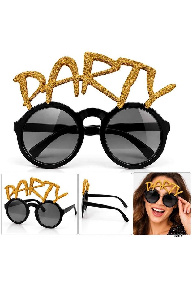 Spt-Gld Glittery Party Written Party Glasses Show (200635) 15X7 cm