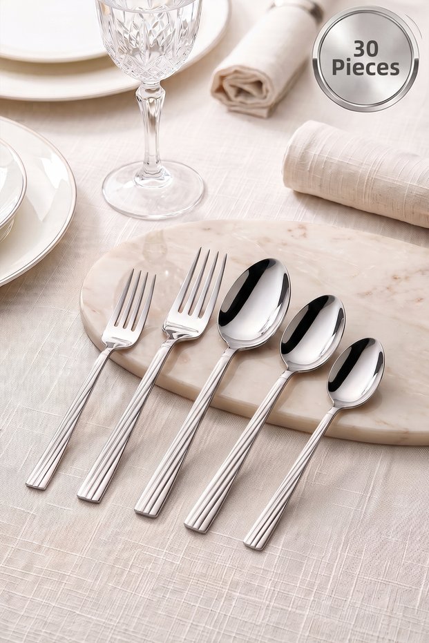 30 Piece 6-Person Stainless Steel Ibiza Cutlery Dowry Set