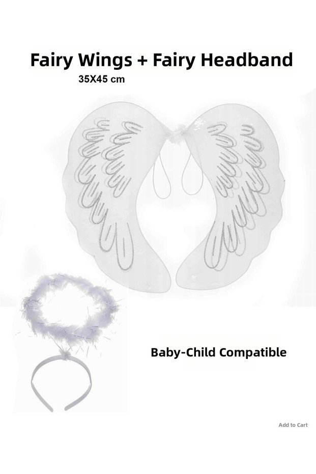 Spt-Gld White Lace Tulle Fairy Name and Fairy Crown Set (191940) 45X40 cm