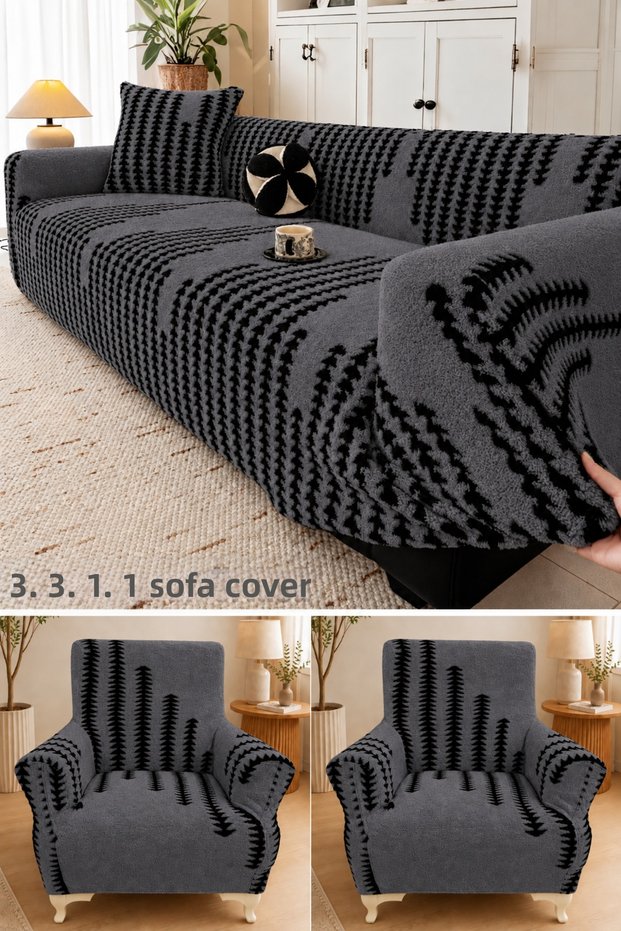 3+3+1+1 Stretch Elastic Flexible Washable Wellsoft Sofa Cover Set –