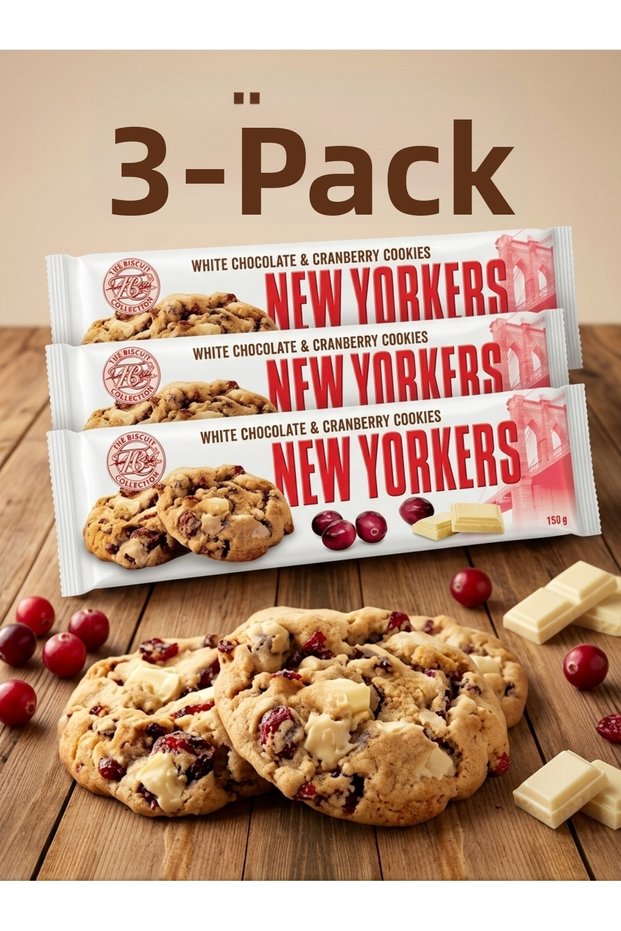 New Yorkers Soft White Chocolate Cranberry Cranberry Nut Cookies 3-Pack 3X150 Gr