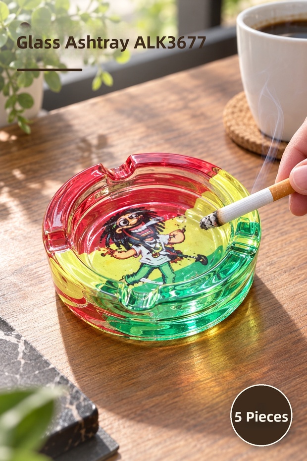 5 Pieces Glass Ashtray Alk3677