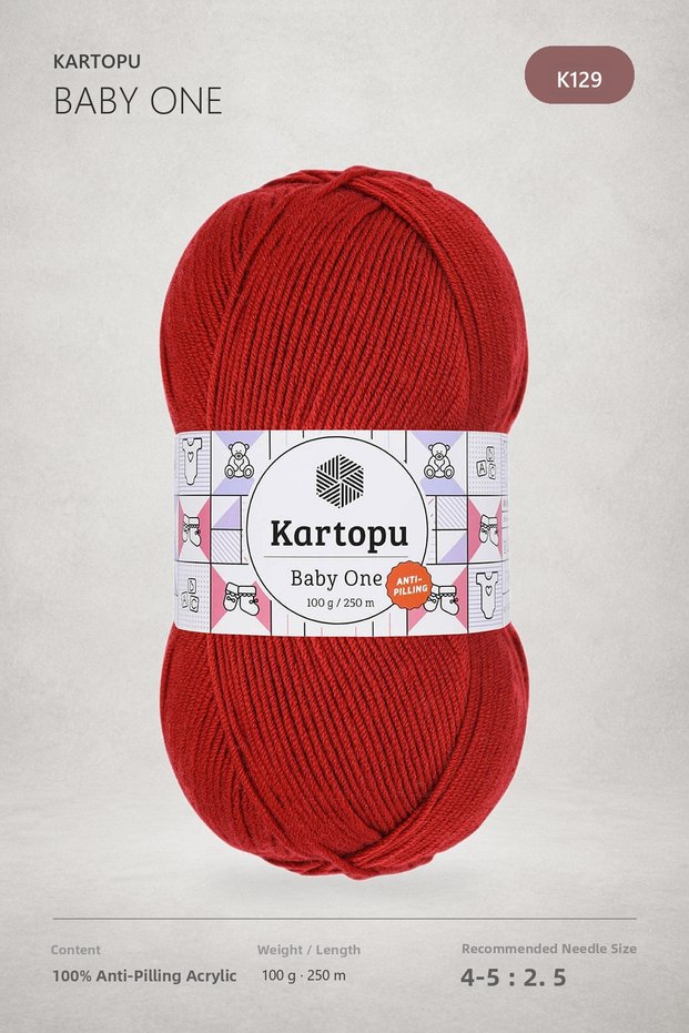 K.Artopu Baby One Non-Pilling Baby Hand Knitting Yarn K129 Dark Red
