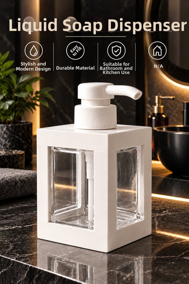 400 ml Countertop White Bathroom Decorative Kitchen Liquid Soap Dispenser Bathroom Kitchen Detergent Dispenser (Thick Model)