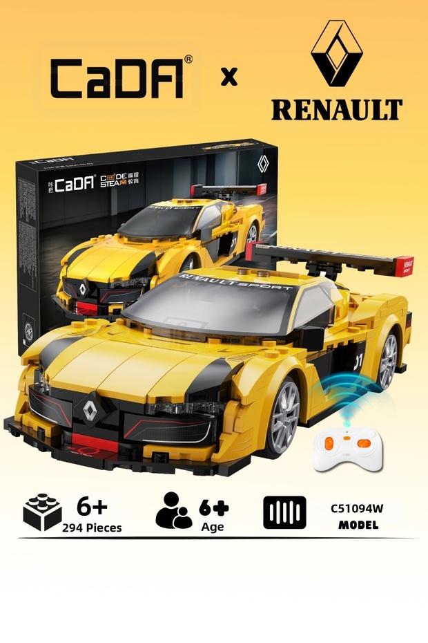 Renault Sport Rs01 Licensed Race Car with 294 Pieces of Blocks 1:20 Scale 2.4Ghz Remote Control - Bluetooth Controlled Via Mobile App Bpa-Free Quality Abs Plastic Technical Building Block Toy Set