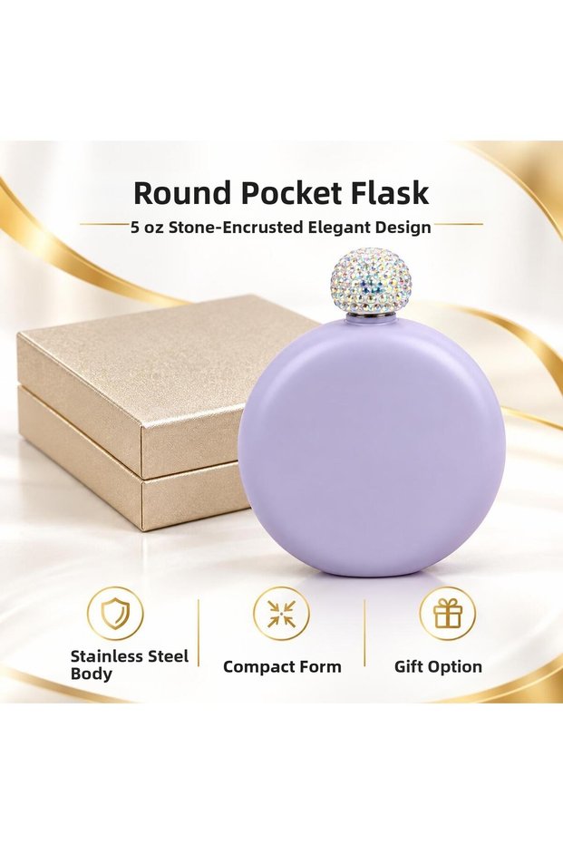 Luxury Stone Embossed Colorful Stainless Steel Flask 5 oz 150 Ml. Pocket Bag Camping Outdoor Gift