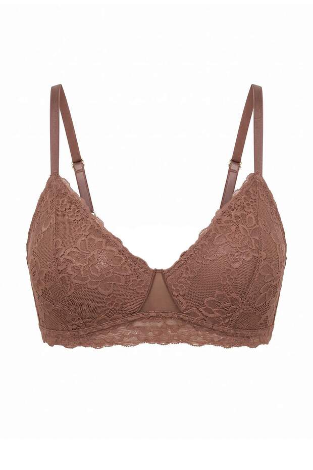 Mink Single Lace Without Underwire Flat Unlined Bralette Bra Thmaw26Su00000