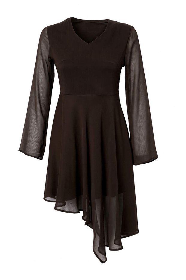 Brown Asymmetrical Short / Mini Woven Dress Twoaw27El00263