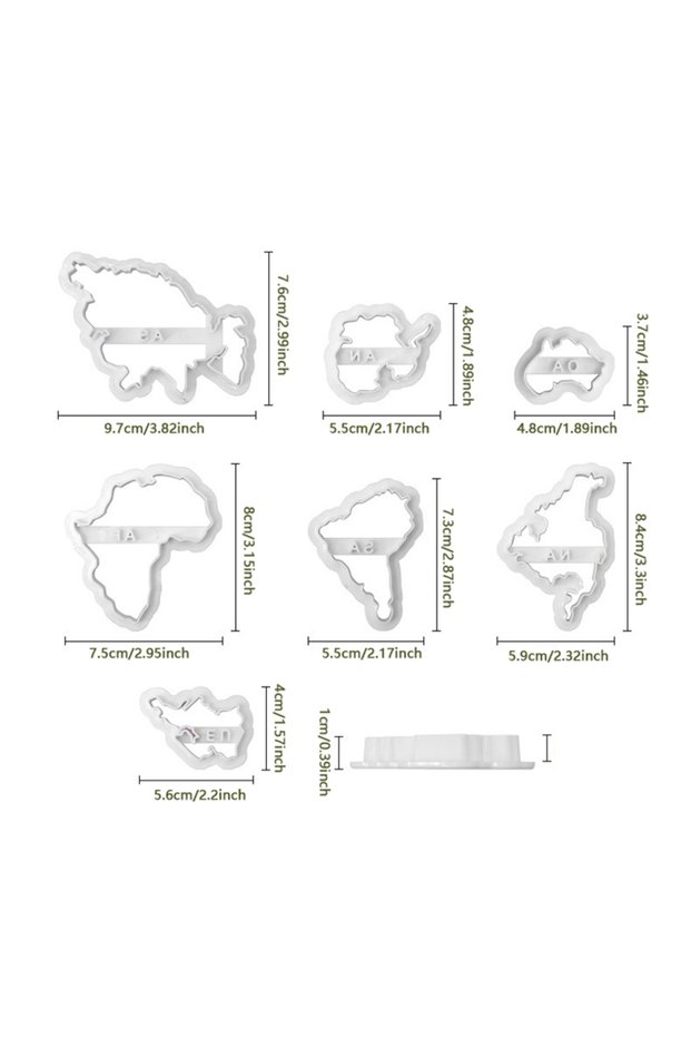 7Pcs Seven Continents Shape Cookie Cutters 3D Plastic World Map Biscuit Mold Cookie Stamp DIY Fondan