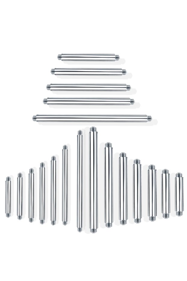 1.6x8mm 100Pcs 100Pcs/lot Stainless Steel 14G 16G Straight Barbell Ring Earring Studs Tongue Ring Ba