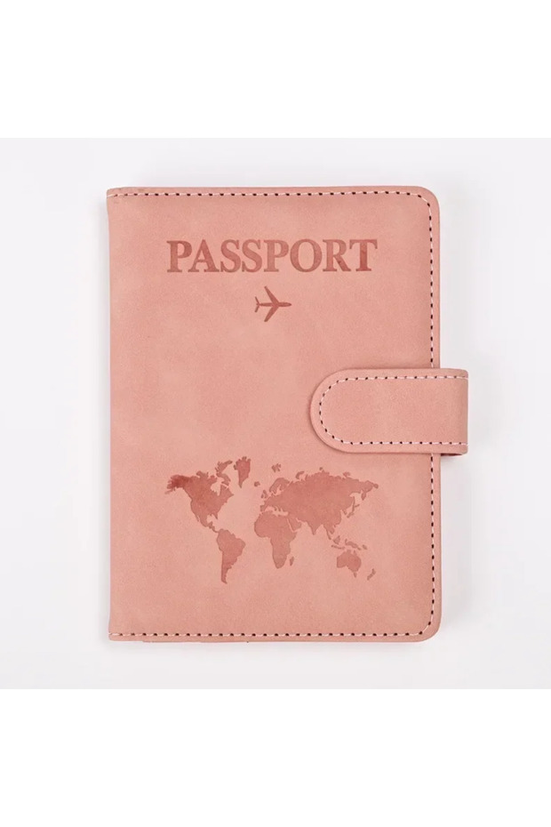 Pink Travel Passport Cover Holder Case PU Leather Men Women Ticket Wallet Protective with Credit Car
