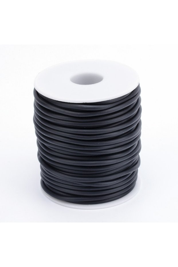 2mm 30m 1roll 1 Roll 32.8 Yards Solid Rubber Cord Plastic Rope Round Elastic Cord Black Beading Craf