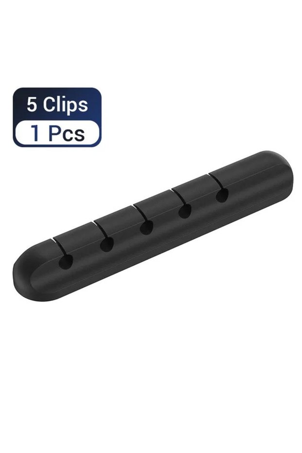 5 Clips Black Cable Holder Clips Cable Management Cord Organizer Clips Silicone for USB Charging Cab