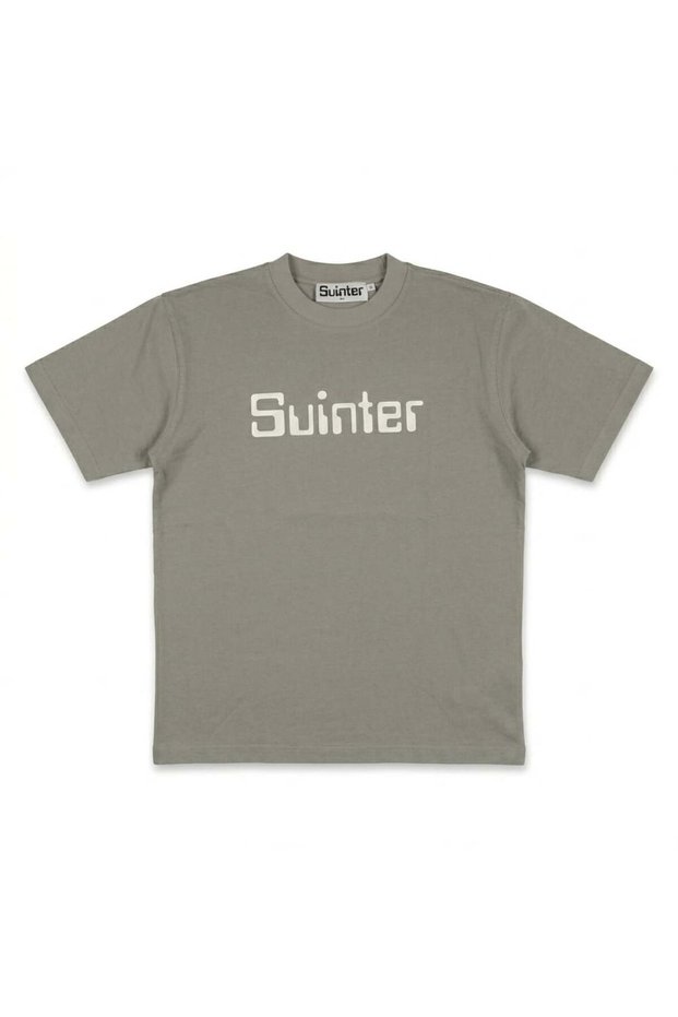 تي شيرت سوينتر رمادي بطباعة شعار بسيط - مقاس M