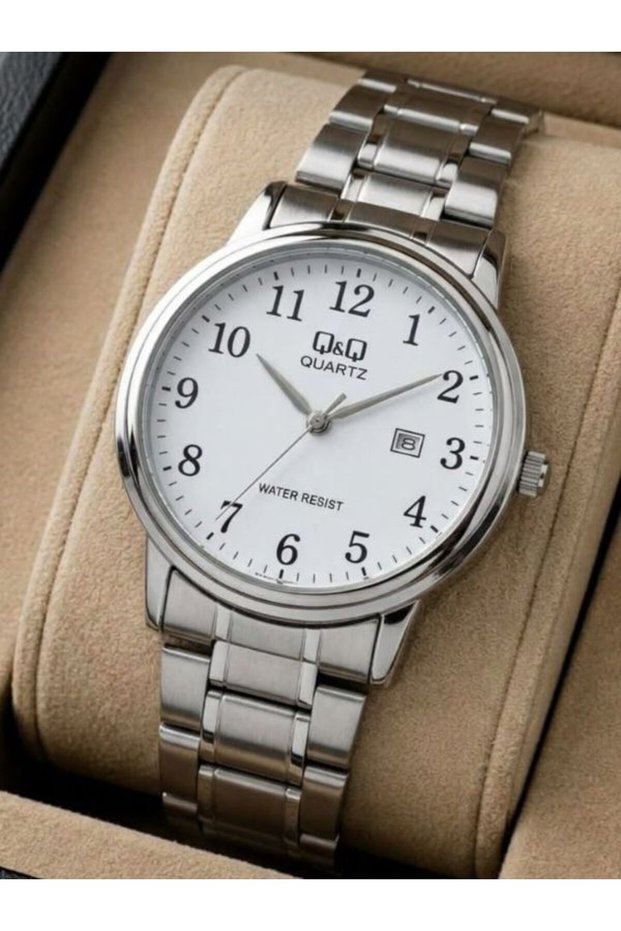 Men's Thin Elegant Bezel Date Dial Gold Line Cord Analog Watch