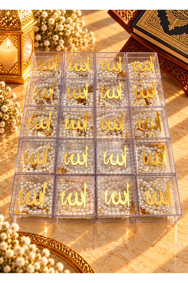 20 Pieces White Gift Boxed Pearl Prayer Beads (Mevli̇d-Hac-Umre-Sünnet)