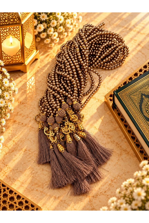50 Pieces Mink Gift-Treated Plastic Pearl Prayer Beads with Tassels (Mevlit-Circumcision-Hajj-Umrah)