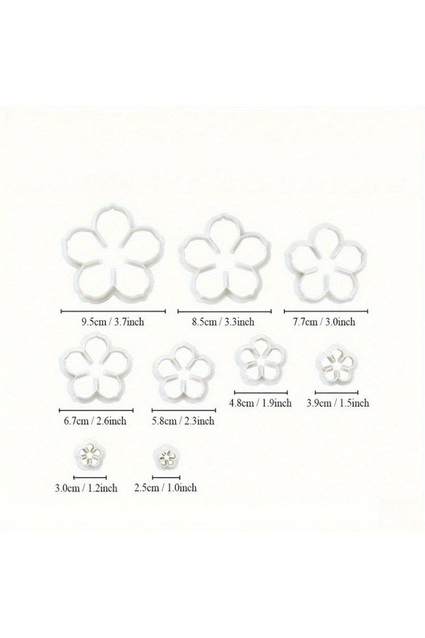 9pcs 9PCS Multi-Size Flower Cookie Cutters Five & Six Petal Shapes Non-Stick Easy Release Molds for