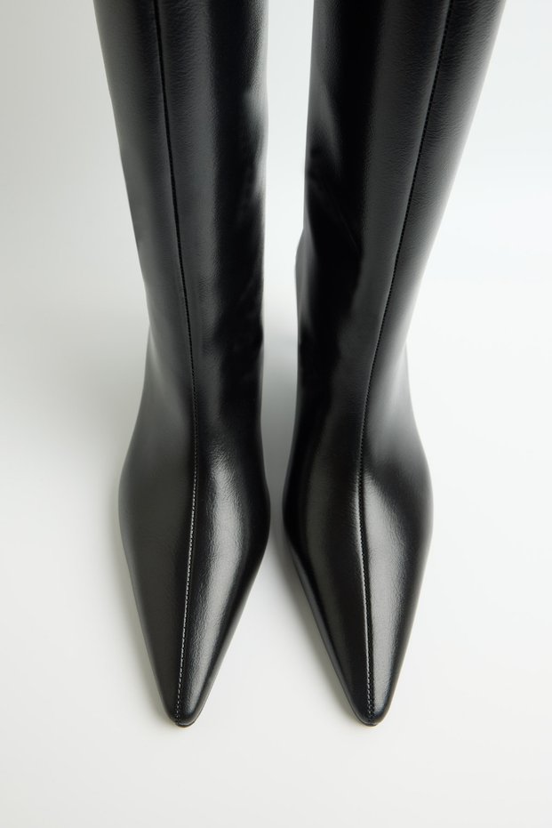Boots 2312 - Black Women's Boots with Pointed Toe and Front Seam Detail