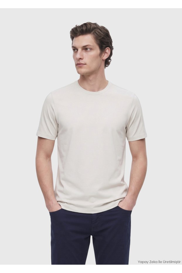 Stone Plain Crew Neck T-Shirt