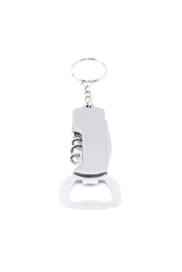 Silver 3 in 1 Keychain Beer Bottle Opener Stainless Steel Portable Red Wine Beer Bottle Opener Foil