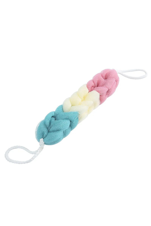 Colourful Exfoliating Bath Towel - Long Handle Back Scrubber for Deep Cleansing, Color Block Design