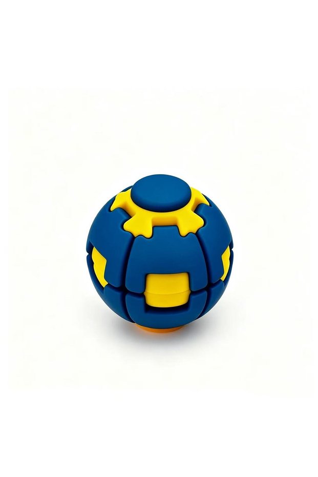Blue 3D Printed Press-to-Spin Fidget BallOne Click Deform Fidget Spinner Ball, Smooth Rotating Stres