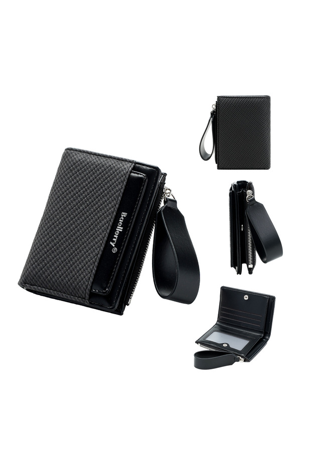 Black Baellerry Women's Fashion Zipper Wallet Short Bifold Buckle Coin Purse Multi-slot Card Holder