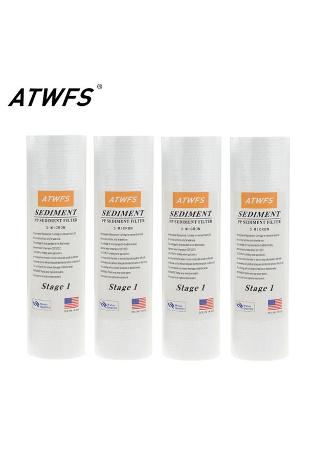 4Pcs ATWFS Water Purifier Filter 5 Micron 4 x 10" ppf Filter Sediment Water Filter Cartridge (4 pcs)